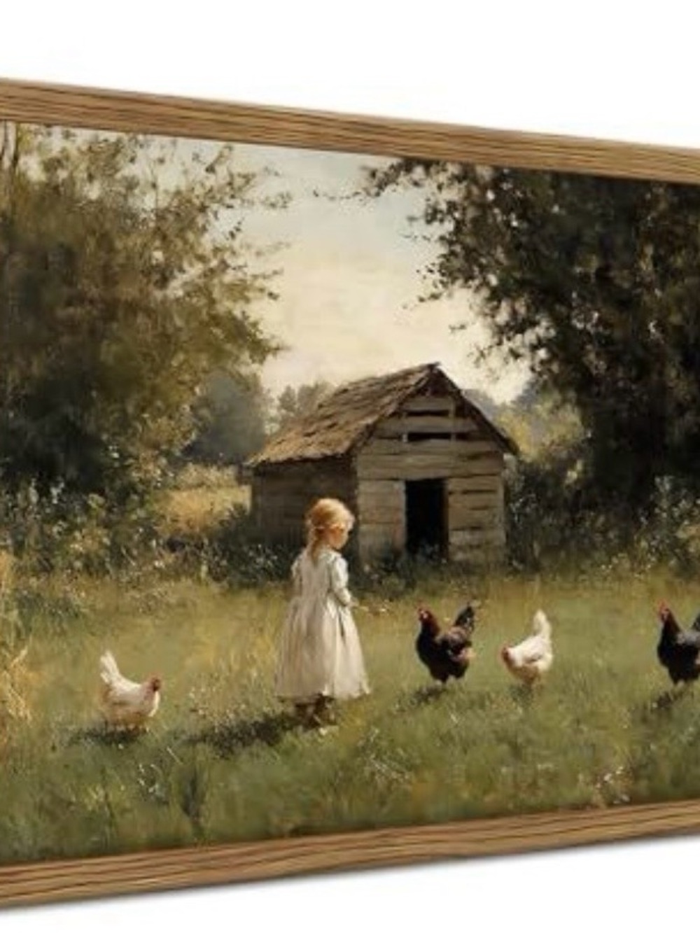 Sunlit Farmgirl Wall Art Print - Brown Frame